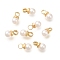 Brass ABS Imitation Pearl Pendants, Round, Golden, 6x3mm, Hole: 1.4mm