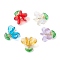 Glass Pendants, Flower Charm, with 304 Stainless Steel Loops & Seed Beads, Faceted, Mixed Color, 24x24x21.5mm, Hole: 3x2mm