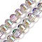 Electroplate Transparent Glass Beads Strands, Pumpkin, Faceted, Thistle, 8x6mm, Hole: 1.2mm, about 78~81pcs/strand, 18.50''(47cm)