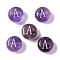 Natural Amethyst Beads, Rondelle with Letter, Letter A, 8.5~9x5~5.5mm, Hole: 1.2mm