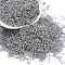 Transparent Inside Colours Glass Seed Beads, Cylinder, Silver, 1.6x1.3mm, Hole: 0.8mm, about 60000pcs/pound