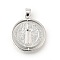 Brass Pendants, Rotatable Pendants, Flat Round with Priest Pattern, Platinum, 29x25.5x3.5mm, Hole: 6x4mm