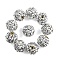 10Pcs Opaque Acrylic Beads, with Rhinestone, Round, Silver, 20x18.5mm, Hole: 2.8mm