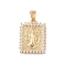 Brass Cubic Zirconia Pendants, Long-Lasting Plated, Rectangle with Holy Virgin Charms, Golden, 20x15x2.5mm, Hole: 5x2.5mm