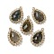 Natural Labradorite Faceted Teardrop Pendants, Rack Plating Brass Micro Pave Clear Cubic Zirconia Drop Charms, Golden, 25x16.5x5.5mm, Hole: 1.4mm