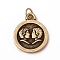 Brass Pendants, with Jump Rings, Long-Lasting Plated, Flat Round with 12 Constellation/Zodiac Sign, Antique Bronze, Gemini, 18.5x15x2mm, Jump Ring: 5x0.7mm, Inner Diameter: 3.6mm