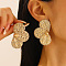 Alloy Stud Earrings, Golden, Teardrop, 50mm
