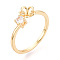 Flower Brass Micro Pave Cubic Zirconia Cup Peg Ring Settings, Adjustable Ring Settings for Half Drilled Beads, Real 18K Gold Plated, 7mm, US Size 8 1/2(18.5mm), Pin: 0.7mm