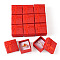 Cardboard Rings Boxes, with Sponge Inside, Square with Bowknot, Red, 4.2x4.2x2.6cm