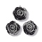 304 Stainless Steel & Opaque Resin Pendants, Flower Charms with Glitter Powder, Stainless Steel Color, Black, 21x19x10mm, Hole: 2mm