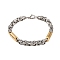 201 Stainless Steel Column Byzantine Chain Bracelets, with 304 Stainless Steel Clasps, Golden & Stainless Steel Color, 8-5/8 inch(22cm)