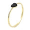 Rack Plating Brass Micro Pave Cubic Zirconia Heart Hinged Bangles for Women, Real 18K Gold Plated, Cadmium Free & Lead Free, Long-Lasting Plated, Black, Inner Diameter: 2-3/8 inch(6.05cm)