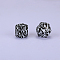 Colorful Pattern Printed Silicone Focal Beads, Black, 17x22.5x23mm, Hole: 3mm
