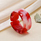 Blooming Acrylic Cuff Rings, Red, Inner Diameter: 20mm