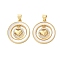 Brass Micro Pave Cubic Zirconia Pendants, with Shell, Flat Round Charms, Real 18K Gold Plated, Rack Plating, Lasting Plated, Cadmium Free & Lead Free, Heart, 24x21x2.5mm, Hole: 4x3mm