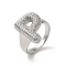 Letter Brass Micro Pave Clear Cubic Zirconia Open Cuff Ring for Women, Platinum, Letter P, 19.5x15mm, US Size 6(16.5mm)