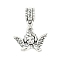 Rack Plating Brass European Dangle Charms, Large Hole Pendants, Lead Free & Cadmium Free, Antique Silver, Angel & Fairy, 27mm, Hole: 4.5mm