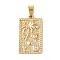 Brass Micro Pave Cubic Zirconia Pendants, Rectangle with Tree, with Jump Ring, Real 14K Gold Plated, 22x13x2mm, Hole: 4x3mm