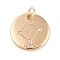 Brass with Clear Cubic Zirconia Pendants, with Jump Rings, Flat Round, Libra, 15.5x2mm, Hole: 3.5mm