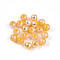 Electroplate Pearlized Glass Pearl Beads, Iridescent, Round, Gold, 6x5.5mm, Hole: 1.2~1.4mm, about 1730pcs/Pound