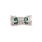 Rack Plating Brass Micro Pave Clear Cubic Zirconia Screw Clasps, Long-Lasting Plated, Lead Free & Cadmium Free, Flower, Green, Platinum, 15x7mm, Hole: 2mm
