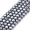Electroplate Glass Beads Strands, Pearl Luster Plated, Faceted, Rondelle, Dark Gray, 4x3mm, Hole: 0.8~1mm, about 105~110pcs/strand, 38~39cm
