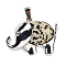 Natural Dalmatian Jasper Pendants, Elephant Charms with Alloy Findings, Platinum, 29x37~37.5x9.5~10mm, Hole: 3x9mm