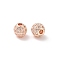 Round Brass Micro Pave Cubic Zirconia Beads, Clear, Rose Gold, 6mm, Hole: 1.8mm