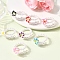 Handmade Polymer Clay Cuff Rings, Frangipani, with ABS Plastic Imitation Pearl & Copper Jewelry Wire, Silver, 19.5mm, US Size 9 3/4(19.5mm)