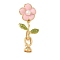 Flower Brass Enamel Fold Over Clasps, with Freshwater Pearl, Real 18K Gold Plated, 41.5mm