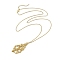 Crystal Stone Cage Pendant Necklaces, with Brass Slider, 304 Stainless Steel Cable Chain Necklaces, Golden, 29.02 inch(73.7cm)