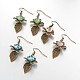 Antique Bronze Plated Iron Flower and Alloy Leaf Dangle Earrings EJEW-JE01770-1