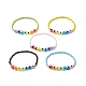 Bracelets extensibles en perles de verre et mauvais œil en résine et laiton pour femme BJEW-JB09271-1