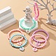 6 pièces 6 couleurs bonbon couleur acrylique rond perlé bracelets extensibles ensemble BJEW-JB08985-2