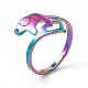 Ion Plating(IP) 201 Stainless Steel Elephant with Heart Adjustable Ring for Women RJEW-K238-07M-3