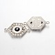 Platinum Tone Hexagon Alloy Enamel Evil Eye Links connectors ENAM-J532-02P-1