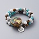 Buddhist Theme Guan Yin & Lotus Stretch Bracelets Sets BJEW-JB04874-2