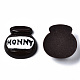 スプレープリント樹脂カボション  単語honnyのボトル  ココナッツブラウン  25~26x23~23.5x7.5~8.5mm CRES-Q215-003-3