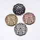 CZ Brass Micro Pave Cubic Zirconia  Flat Round with Flower Pendants ZIRC-O001-10-RS-1