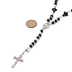Collar de cuentas de rosario de piedra de lava natural y turquesa sintética NJEW-JN04238-5