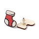 Orecchini a bottone in legno stampati natalizi EJEW-D046-02-1