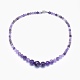 Natural Amethyst Graduated Beads Necklaces and Bracelets Jewelry Sets SJEW-L132-01-2