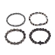 4 pièces 4 bracelets extensibles en perles rondes en pierre mélangée de style sertis de strass en cristal BJEW-JB07885-6