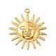 真鍮チャーム  人間の顔を持つ太陽  ゴールドカラー  25x22x1mm  穴：1.2mm KK-G423-02G-1