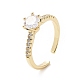 Clear Cubic Zirconia Diamond Open Cuff Ring RJEW-I094-15G-1