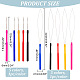Unicraftale 10Pcs 10 Style Plastic Crochet Hooks & Stainless Steel Hair Extension Loop Needle Threader TOOL-UN0001-31-3