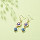 Crystal Rhinestone Dangle Earrings with Enamel Evil Eye EJEW-JE05012-01-3