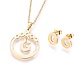 304 Stainless Steel Rhinestone Pendant Necklaces and Stud Earrings Jewelry Sets SJEW-L194-01G-1