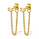 Real 18K Gold Plated 925 Sterling Silver Chains Front Back Stud Earrings PA4661-2-1