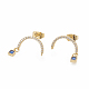 Brass Micro Pave Cubic Zirconia Stud Crawler Earrings EJEW-R010-04A-2